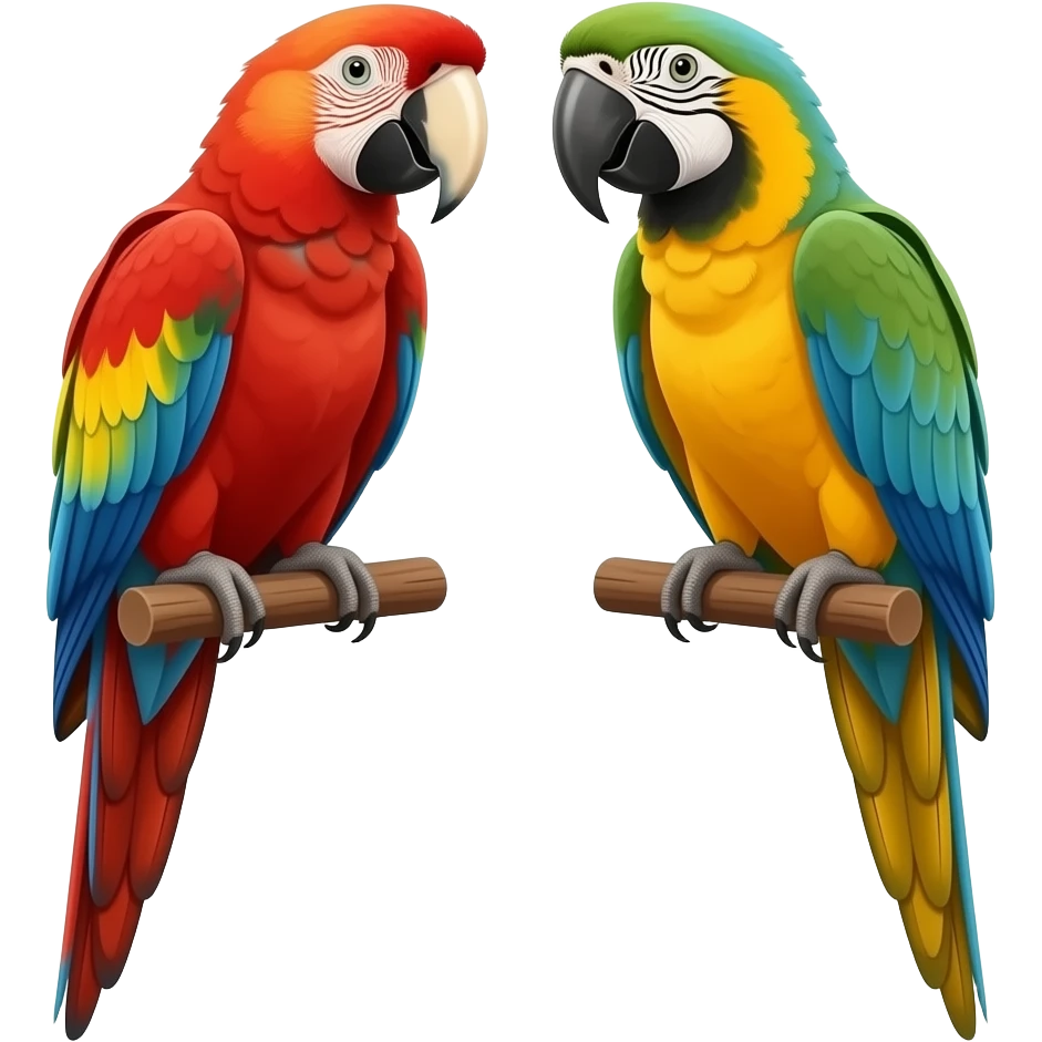 Scarlet macaw and military macaw emoji