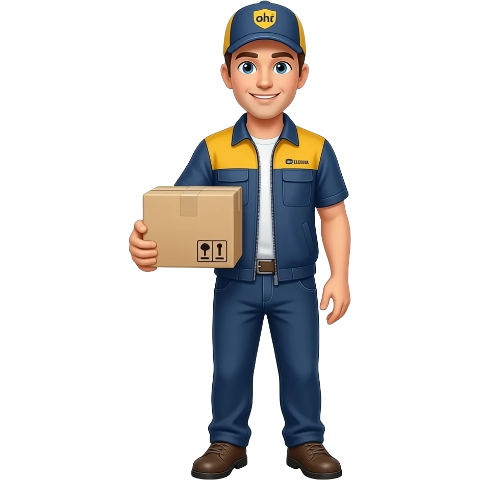 handsome delivery man full body with package emoji