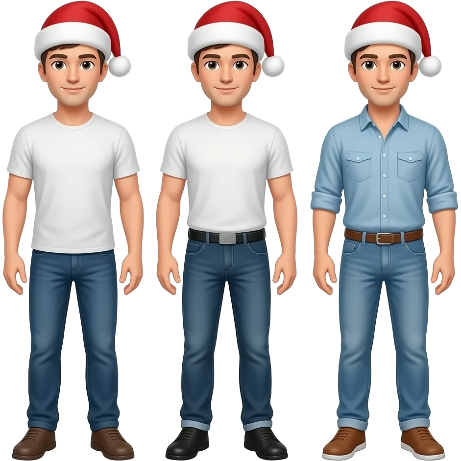 male with santa hats portrait with body emoji