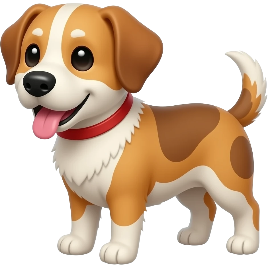 A dog whith tong stiking out and pich black eyes and olvle feet emoji