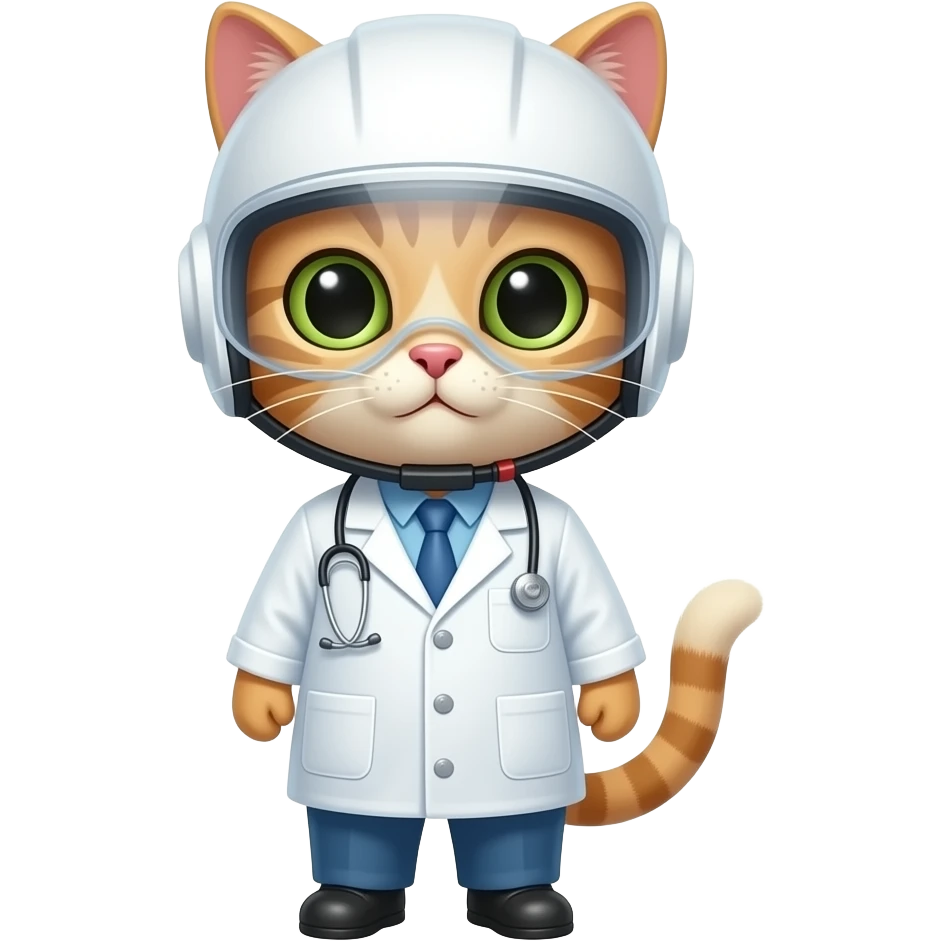 🐈⚪️⛑️🥼 emoji