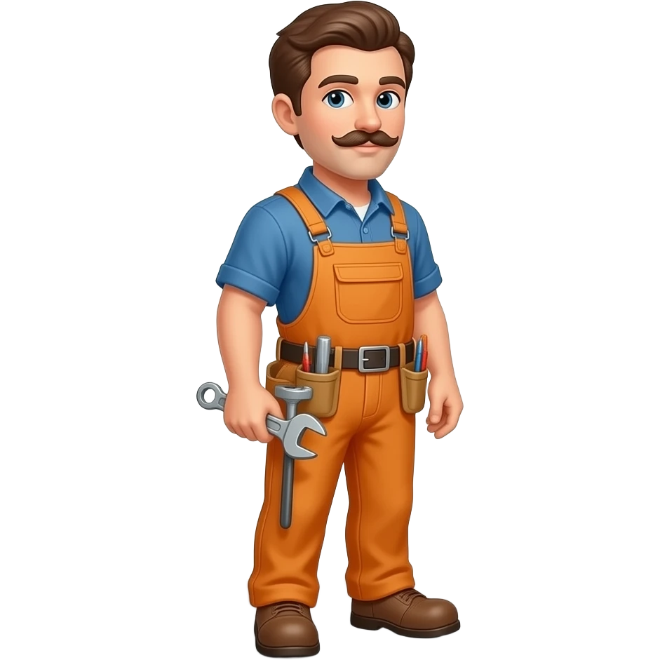 a plumber standing with a mustache, full body profile view emoji