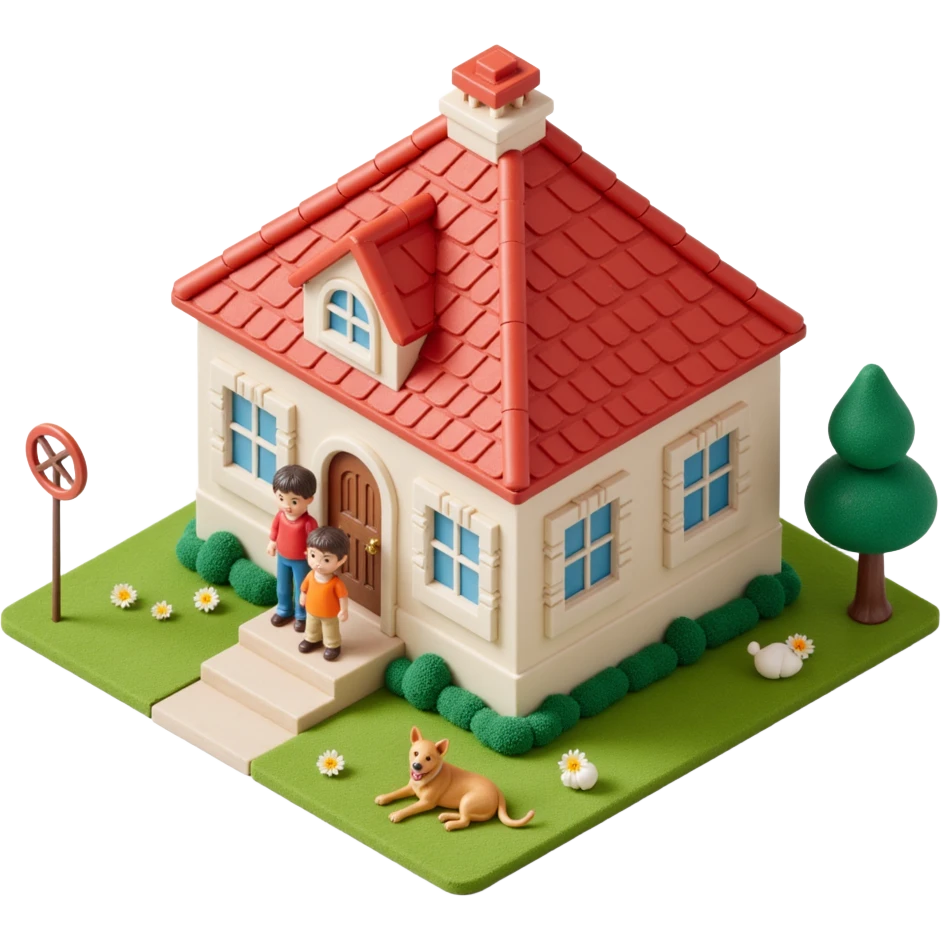 palace house with a family and pet emoji