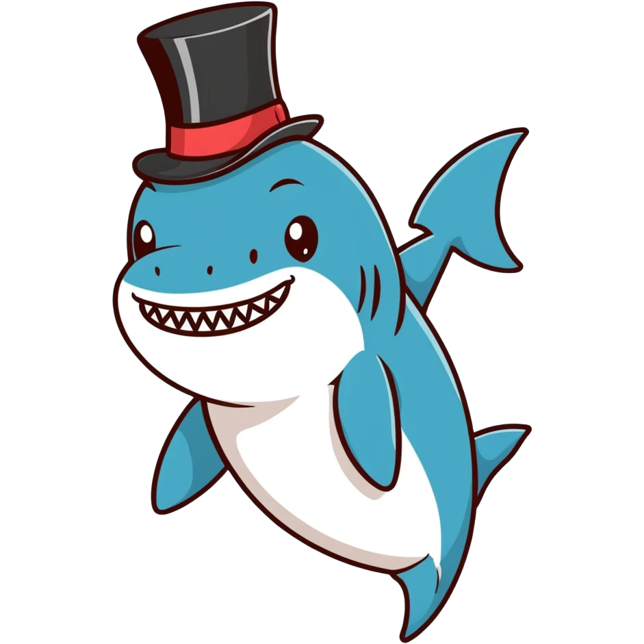 Shark with a top hat emoji