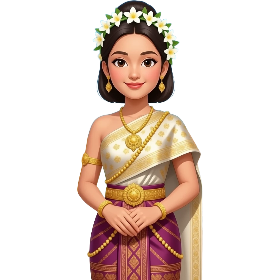 Create a Thái woman wearing traditional costume with whole body emoji