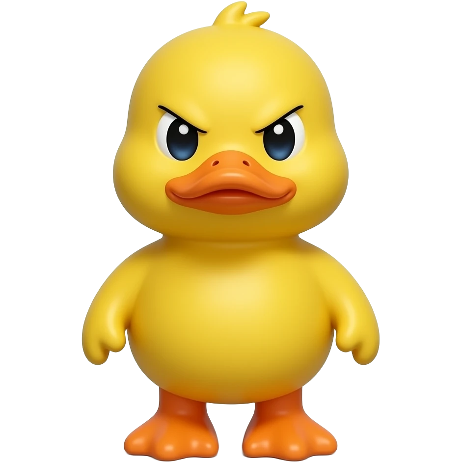 화난 표정의 물 오리 장난감 전신 노랑색 emoji