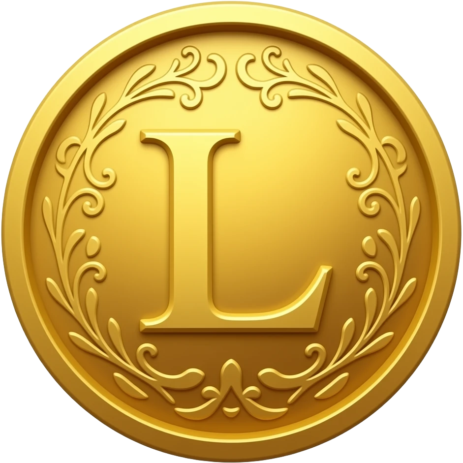 coin with the letter "L" written fancy emoji