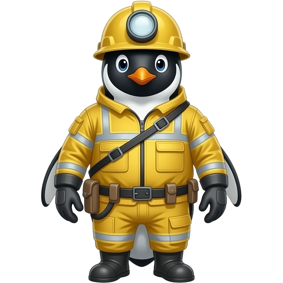 Adélie penguin Miner معولة خوذة فولاذية أصفر emoji