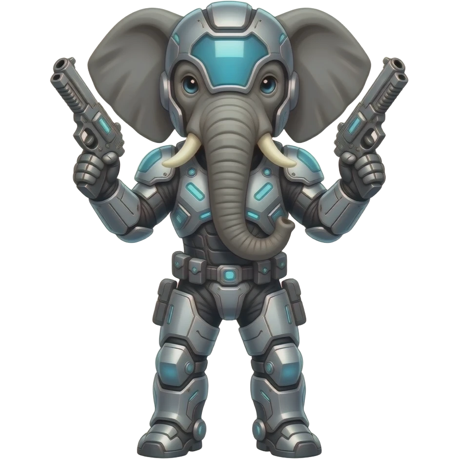 Elephant sci-fi armor with a gun emoji