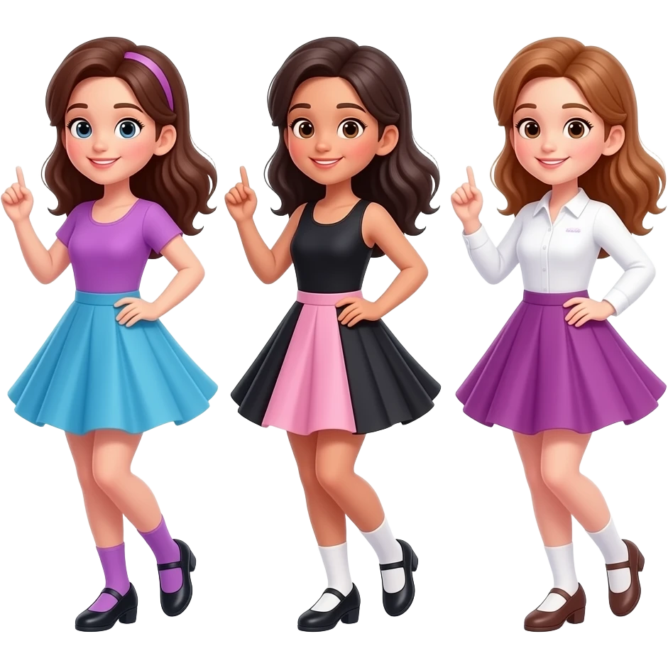 Triplets girls dancing emoji