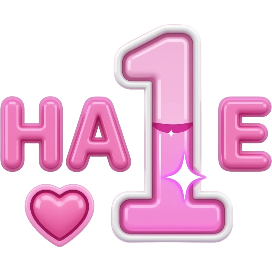 Cute pink Twitch emote, glossy 3D text “НА 1 Е”, the number 1 as a full kawaii health bar, neon pink glow, sparkles, heart icon, thick outline, transparent background, sticker style, high contrast, centered composition, ultra clean, Twitch emote style, no character, no black background emoji