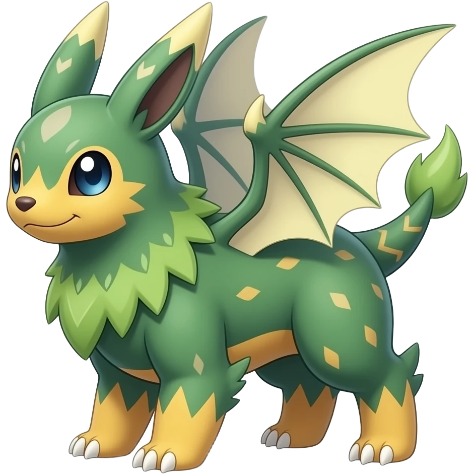 Flygon-Treecko-Exveemon-Fakémon-hybrid, full body emoji