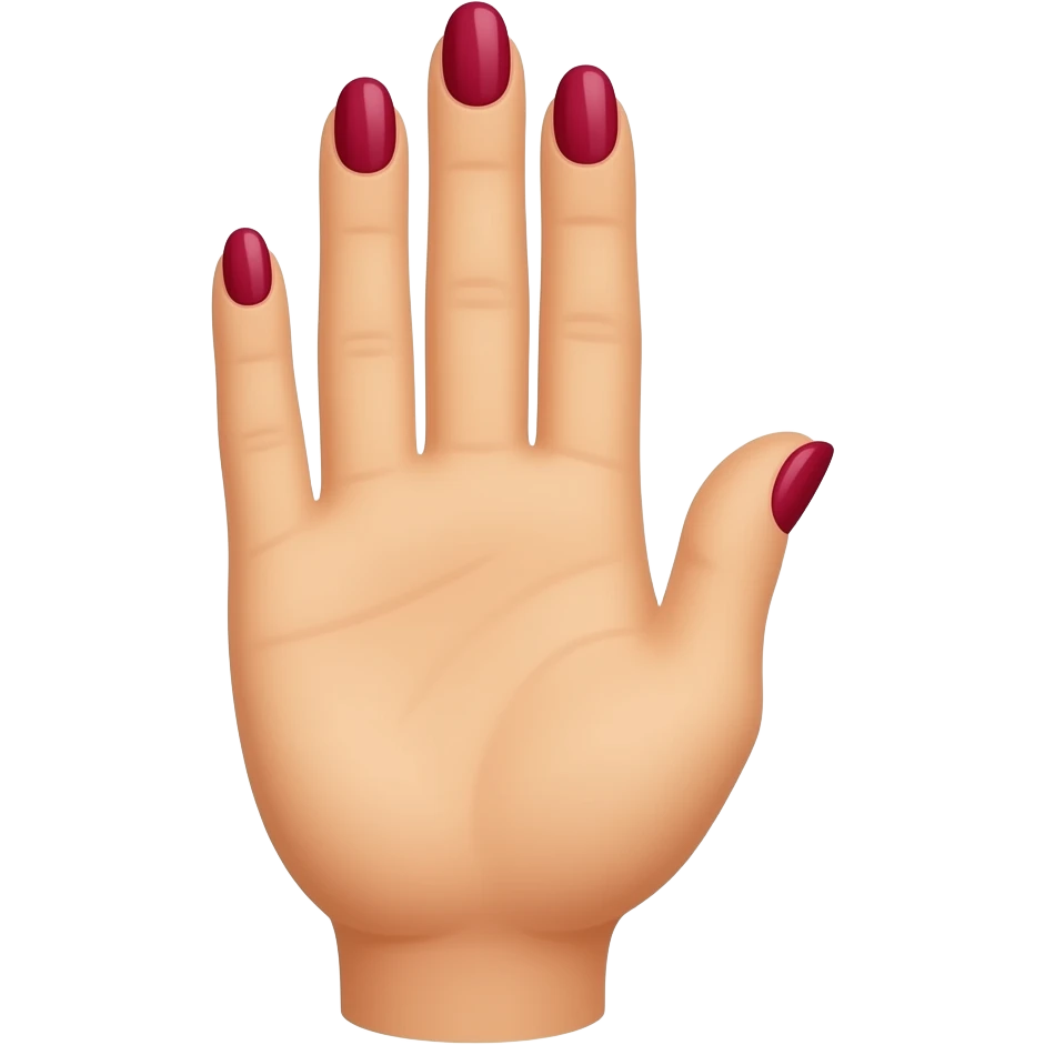 Маленькая ручка с бордовым маникюром emoji