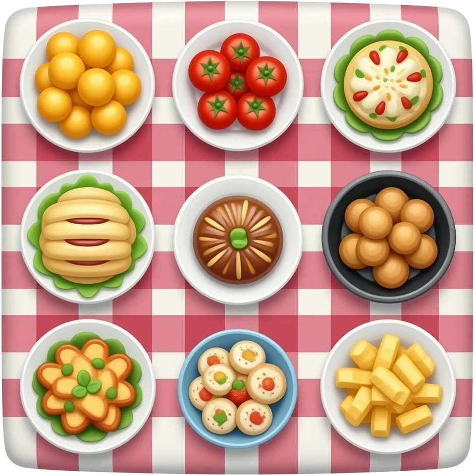 picnic blanker and food emoji