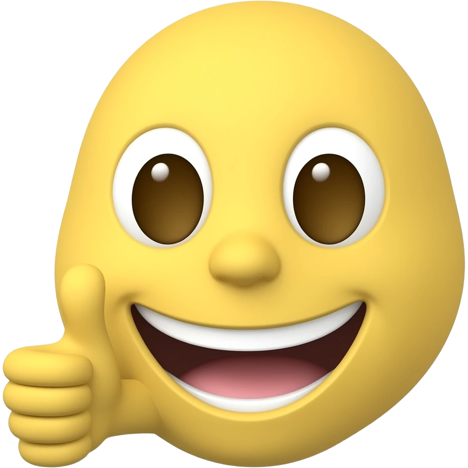 emotka żółta z kciukiem w górę emoji