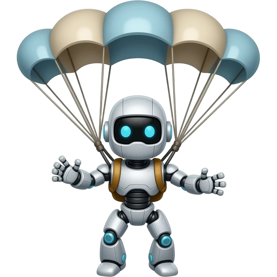 robot parachuting RAID! emoji