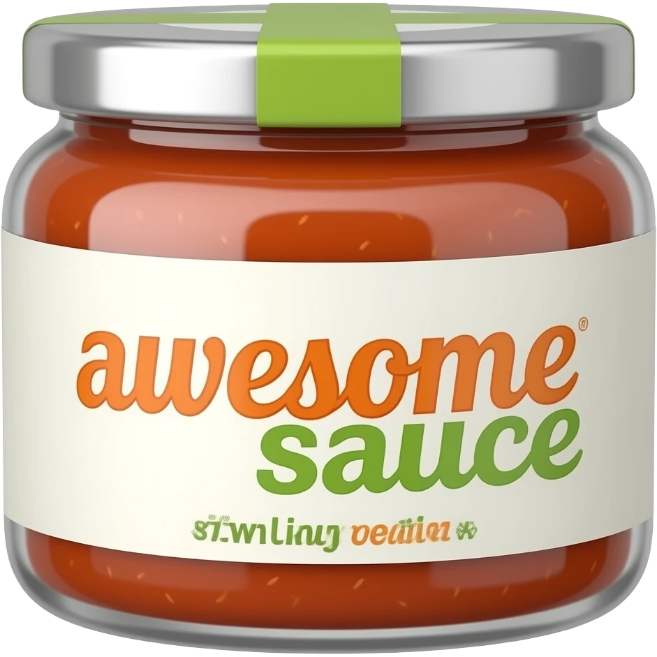 a bottle of sauce labled awesome like awesome sauce like a cartoon emoji