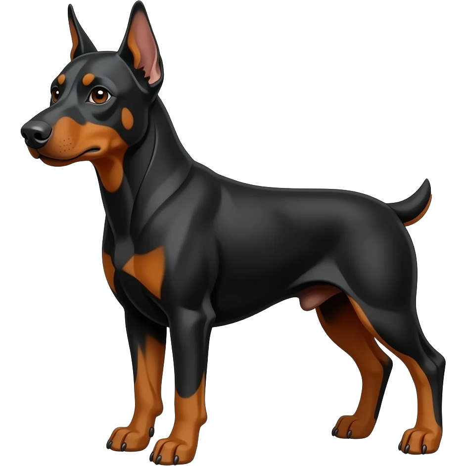 Doberman with ears intact and darker brown eyes emoji | AI Emoji Generator