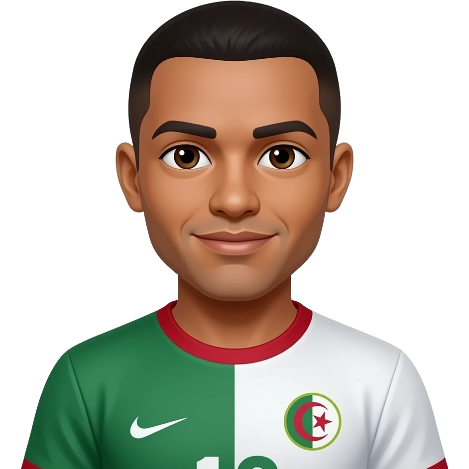 métisse cheveux plaquer au yeux marron avec maillot foot algerie emoji