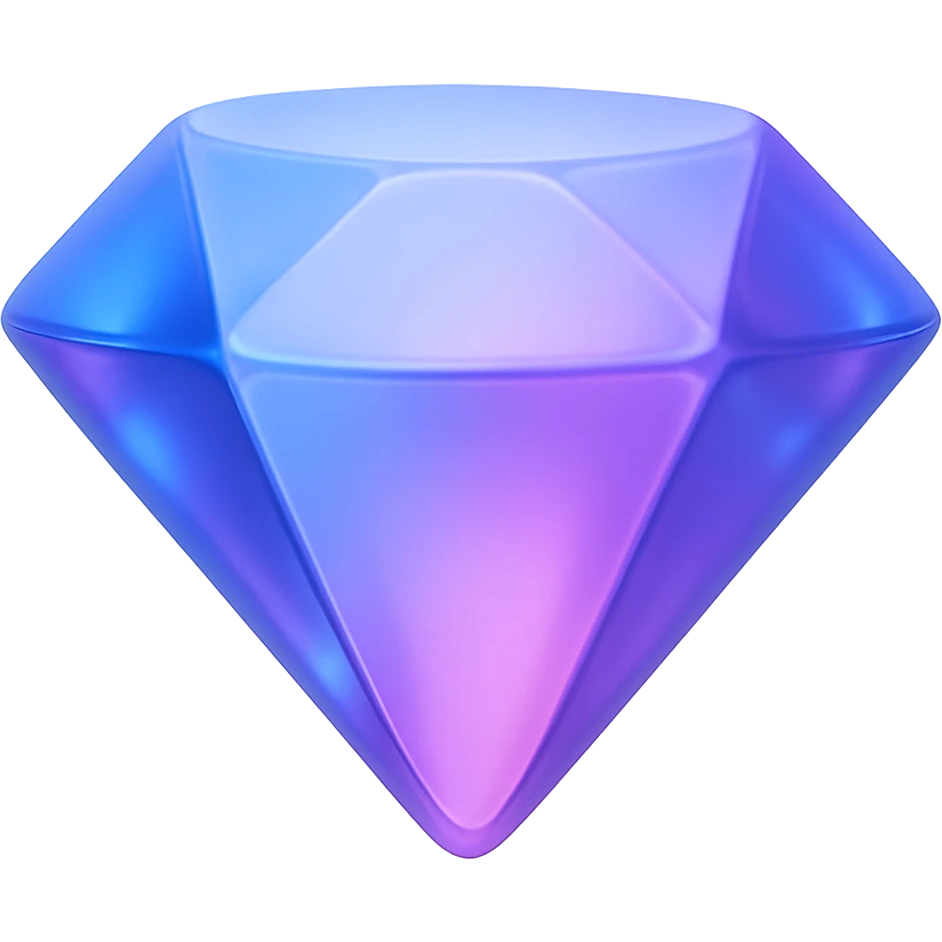 {
  "title": "3D Skeuomorphic Emoji Icon Schema",
  "type": "object",
  "properties": {
    "object": {
      "type": "string",
      "description": "Name of the object to be represented (e.g., 'money bag', 'camera', 'pizza')."
    },
    "style": {
      "type": "string",
      "enum": ["3D skeuomorphic emoji"],
      "description": "Visual style to be used for rendering."
    },
    "materials": {
      "type": "object",
      "properties": {
        "base": {
          "type": "string",
          "description": "Primary material texture, e.g., 'smooth cloth', 'metallic', 'plastic'."
        },
        "details": {
          "type": "array",
          "items": { "type": "string" },
          "description": "Secondary materials or embellishments (e.g., rope, buttons, stitching)."
        }
      }
    },
    "colors": {
      "type": "object",
      "properties": {
        "baseColor": {
          "type": "string",
          "description": "Main color of the object (e.g., '#F5DEB3' for a beige sack)."
        },
        "accentColors": {
          "type": "array",
          "items": { "type": "string" },
          "description": "Accent or highlight colors (e.g., yellow for dollar sign)."
        }
      }
    },
    "lighting": {
      "type": "object",
      "properties": {
        "type": {
          "type": "string",
          "enum": ["soft", "ambient", "studio"],
          "description": "Lighting type used to shade and define volume."
        },
        "shadows": {
          "type": "boolean",
          "description": "Indicates if soft drop shadows are used."
        }
      }
    },
    "geometry": {
      "type": "object",
      "properties": {
        "dimensionality": {
          "type": "string",
          "enum": ["3D"],
          "description": "Indicates that object is rendered in 3D."
        },
        "roundedEdges": {
          "type": "boolean",
          "description": "Indicates if object has smooth, rounded edges."
        }
      }
    },
    "expression": {
      "type": "string",
      "enum": ["playful", "realistic", "friendly"],
      "description": "Overall emotional tone of the icon."
    },
    "background": {
      "type": "string",
      "enum": ["transparent", "white", "gradient"],
      "description": "Background type for the rendered emoji."
    }
  },
  "required": ["object", "style", "materials", "colors", "lighting", "geometry", "expression", "background"]
}

diamond emoji