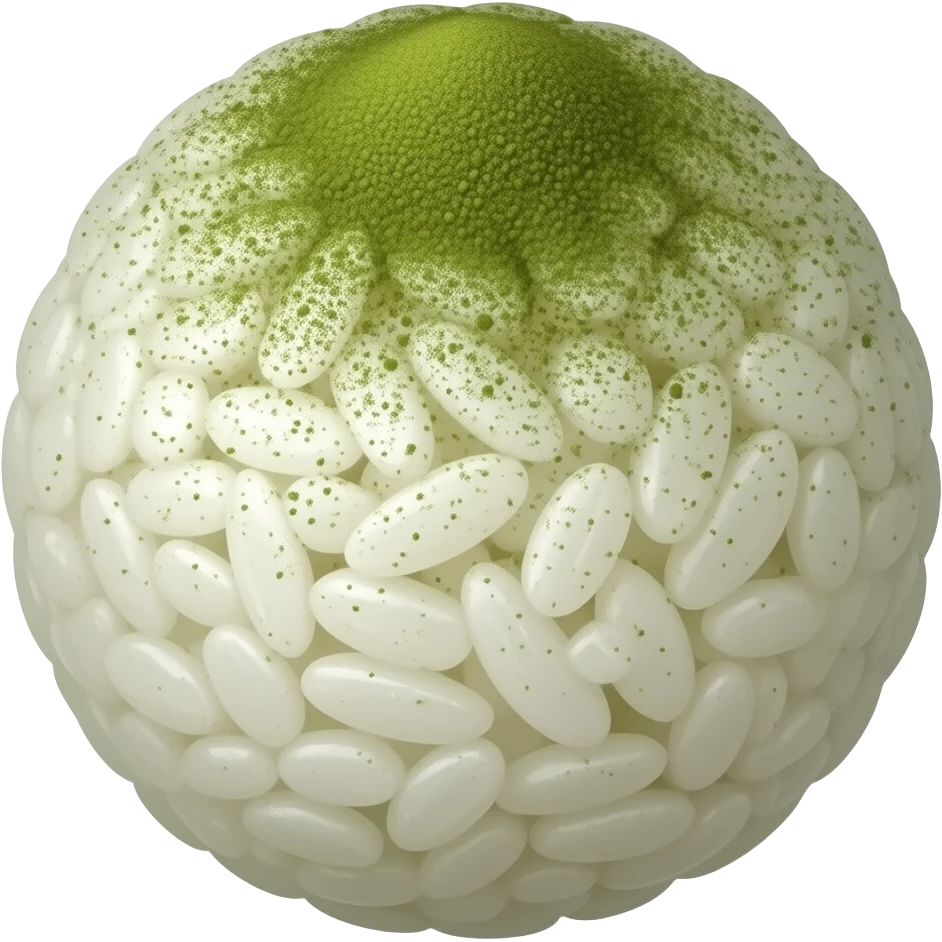 Rice molded into a ball shape with seaweed powder emoji