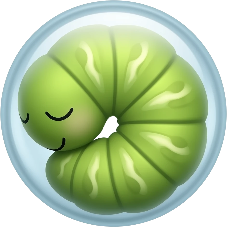 Caterpillar in sleeping oval emoji