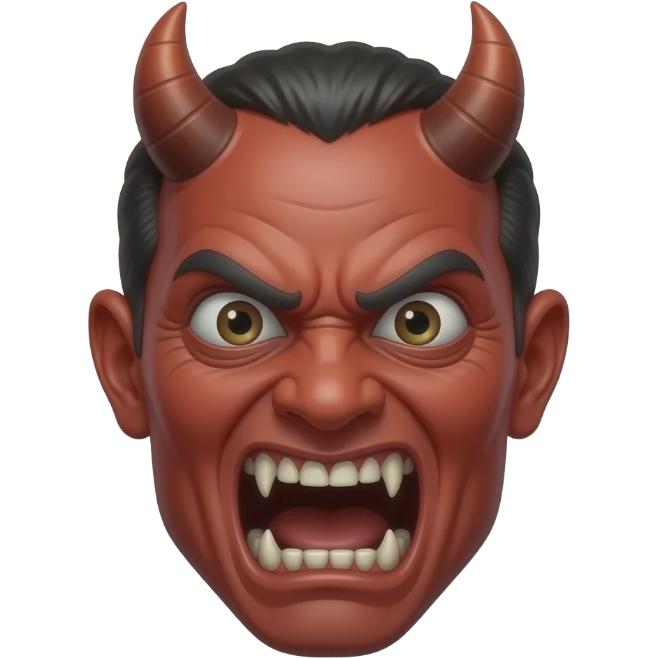 A 👹 face that jumpscares the screen with a horrifying scary expression emoji