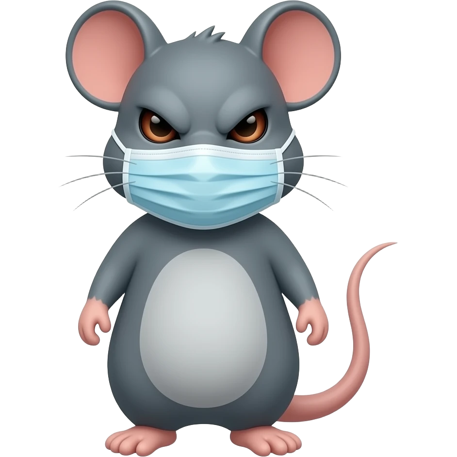 evil rat wearing a medical mask emoji