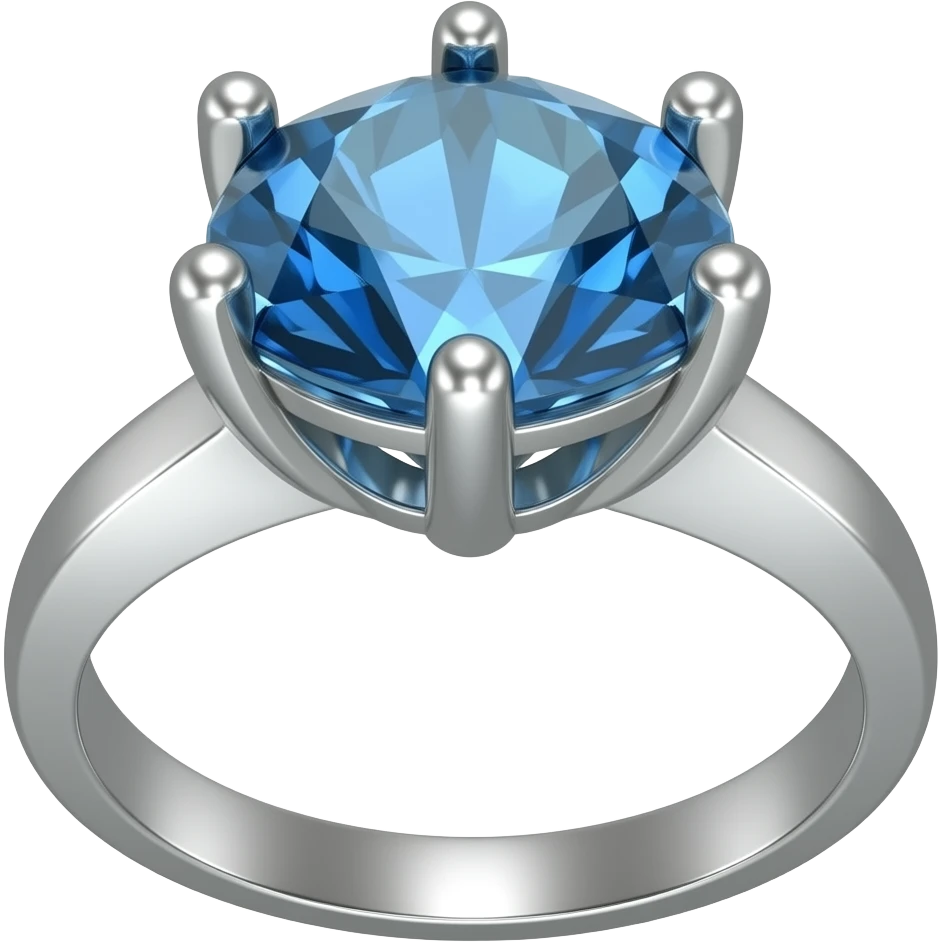 Silver large blue forma diamond ring emoji