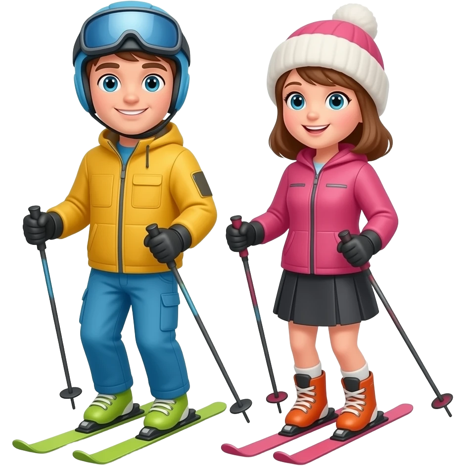 couple au ski emoji