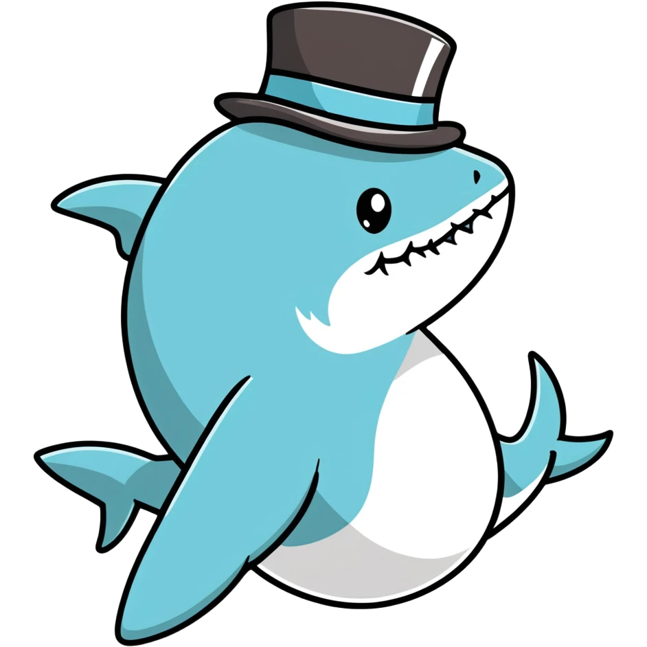 Shark with a top hat emoji
