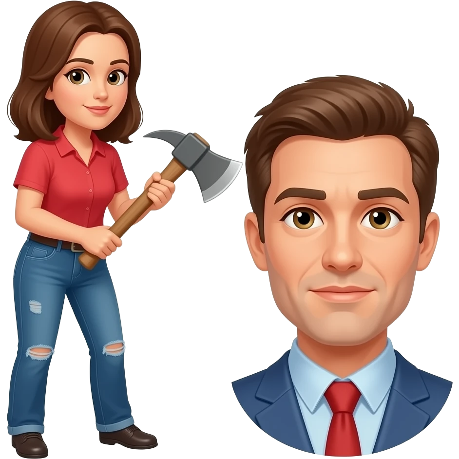 Woman Normal face emoji with Hatchet to my head just one emoji