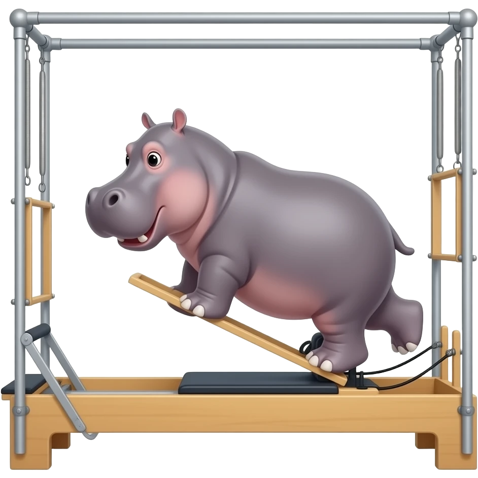 hippo doing reformer pilates emoji