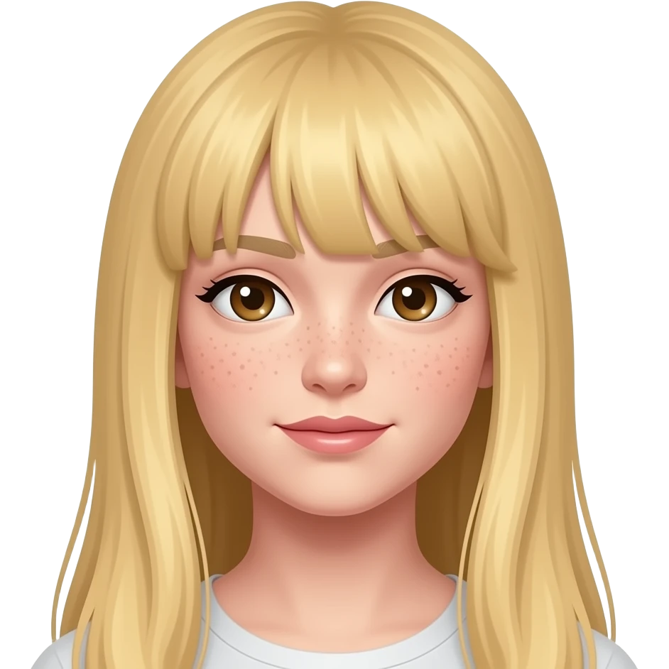 Blonde cheveuxlisse très long rouse tache de rousseur yeux marron emoji