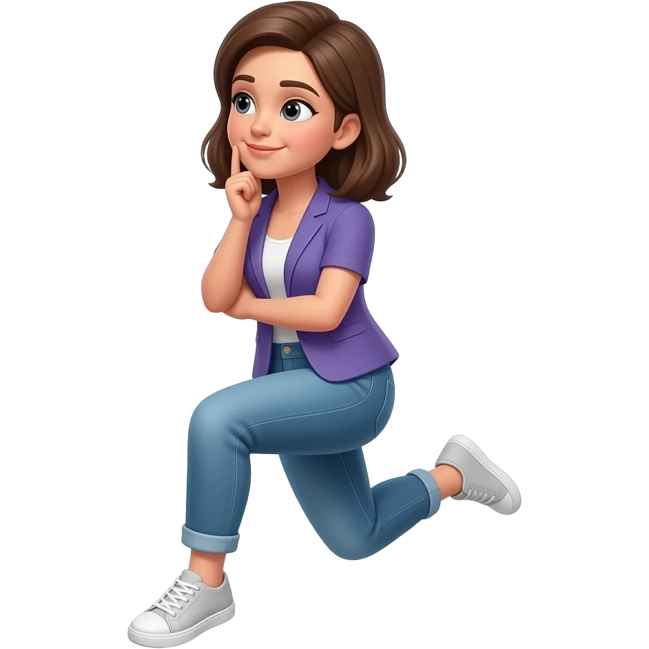 thinking women floating emoji