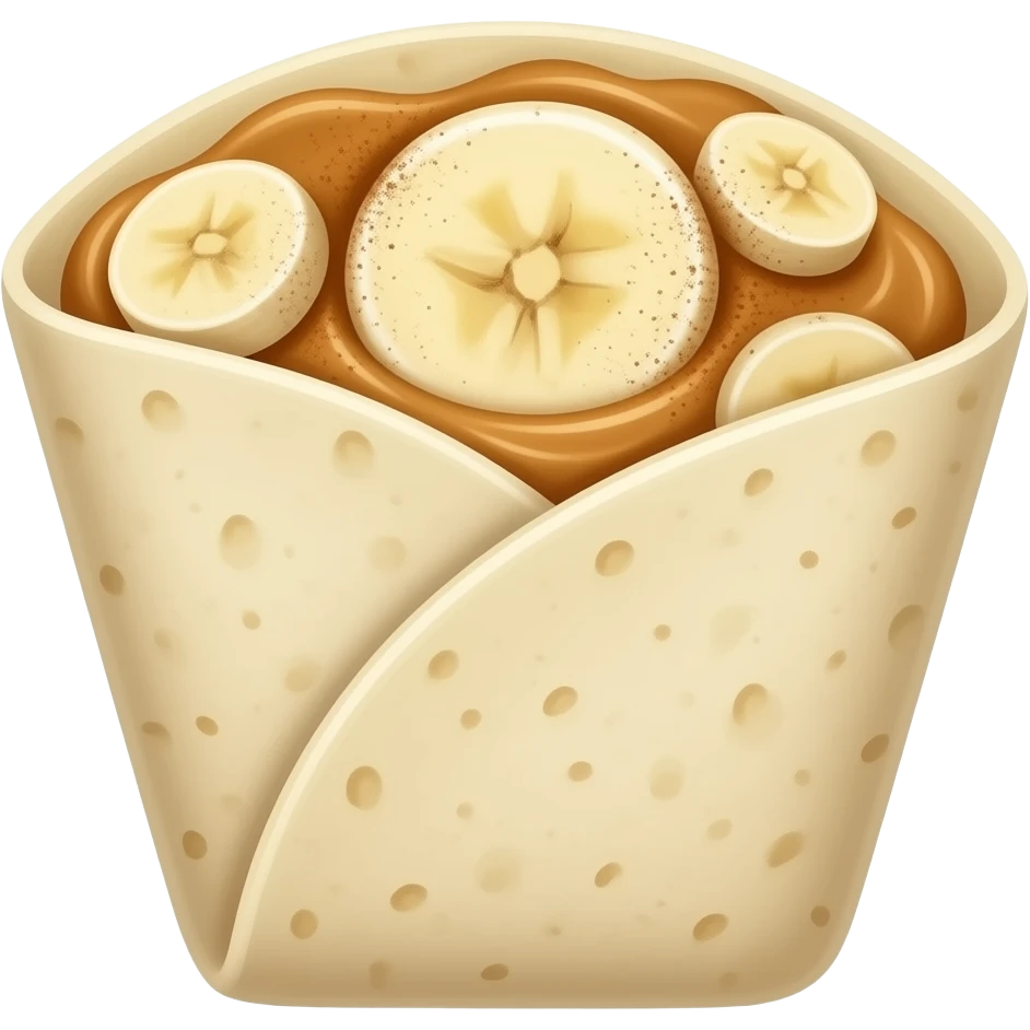 Folded Tortilla with Peanut Butter, Banana, and Cinnamon emoji