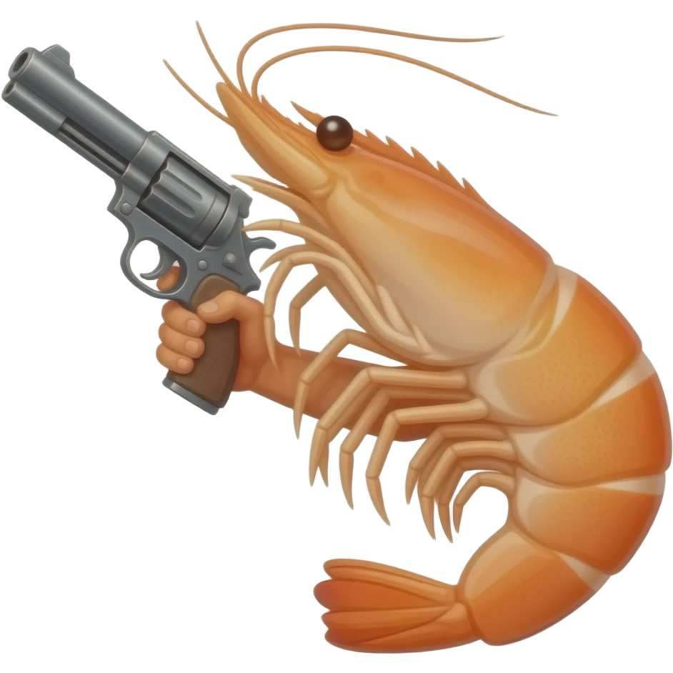 shrimp holding a gun emoji