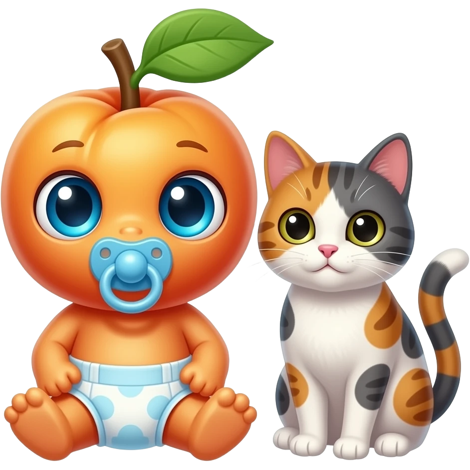 Sparkly blue eyed full body apricot creature with diaper and pacifier ...