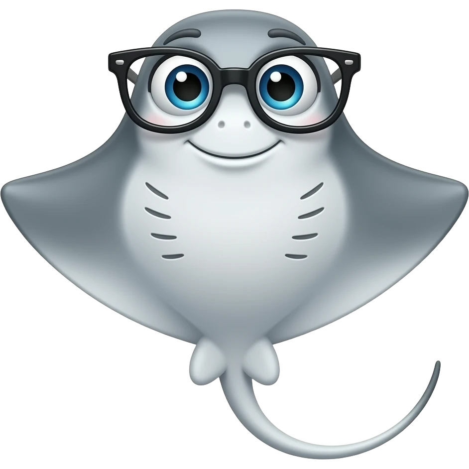 Smiling Stingray with glasses emoji