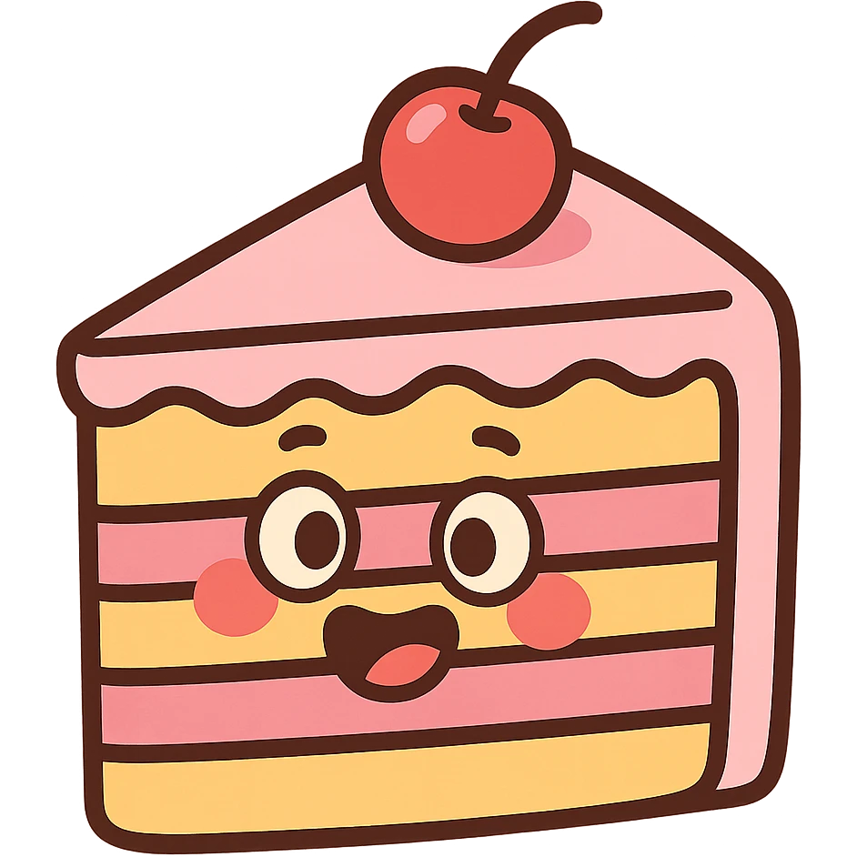 slice of cake with a cherry on top emoji