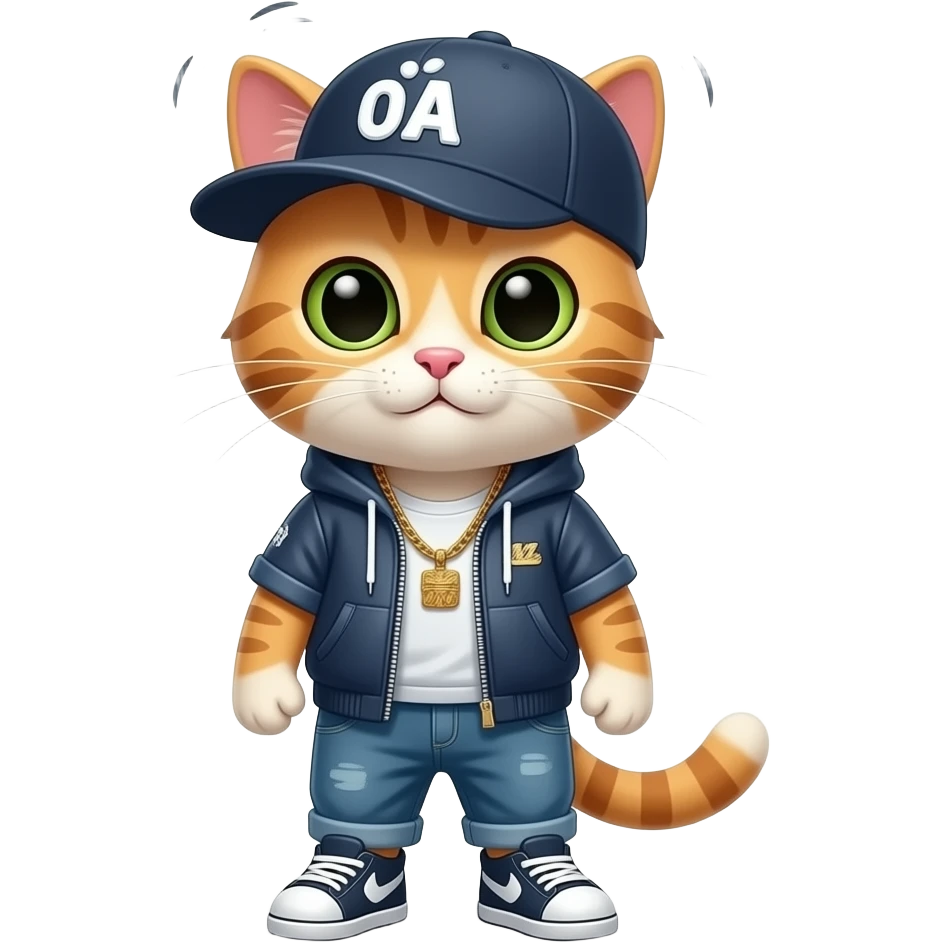 headspinning cat with the hiphop fashion emoji