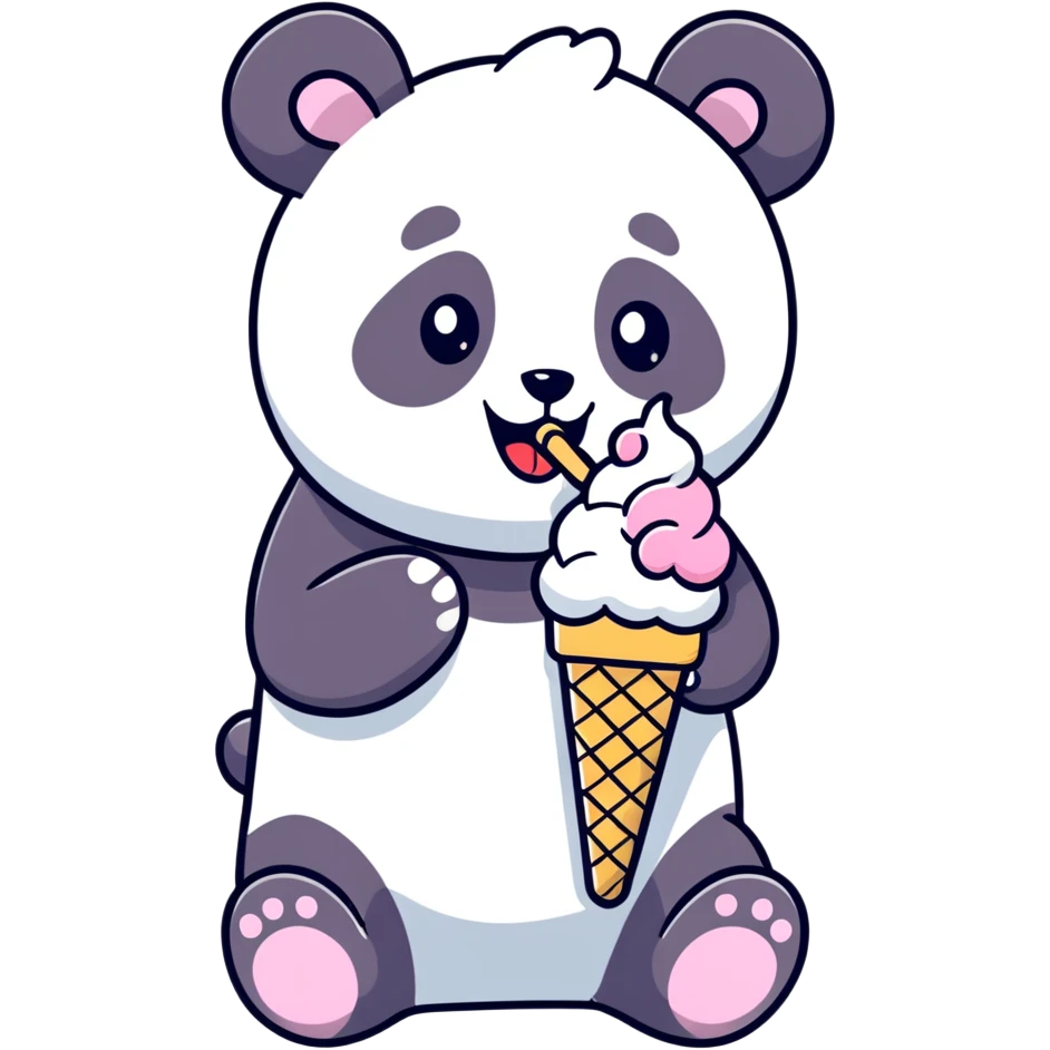 Panda eating ice cream emoji