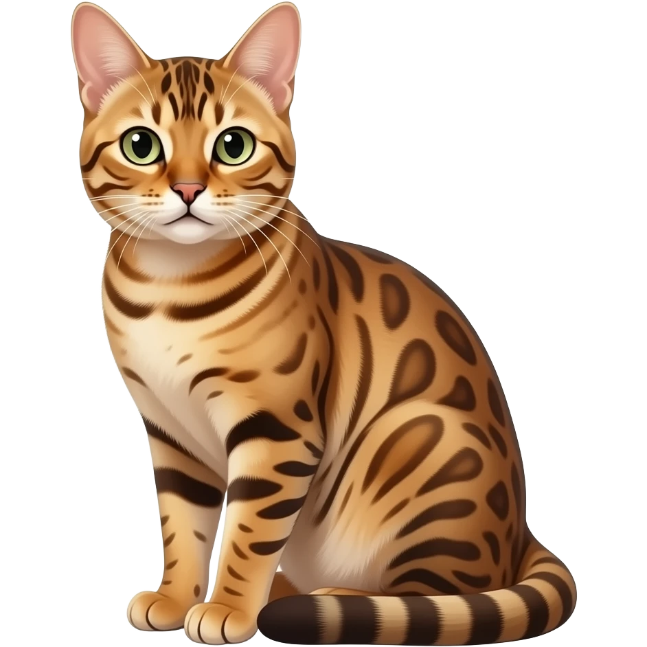 Realistic sitting beautiful fine aesthetic Bengal cat emoji