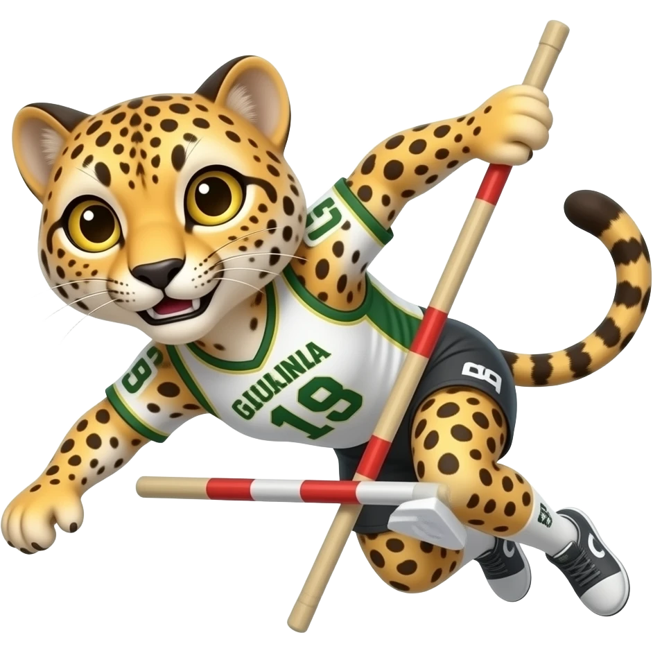 cheetah Pole Vaulting with jersey emoji