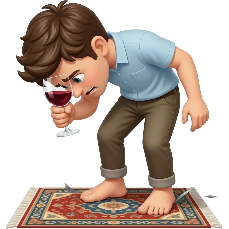 Une personne qui a les pieds du et qui écrase un tapis avec la tête dans le vin qui a peur parce que ça pue emoji