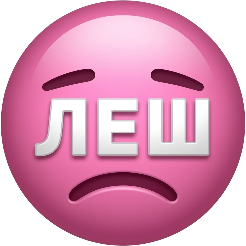 funny twitch emote, exhausted gamer face, chaotic pink aesthetic, bold bulgarian text “ЛЕШ”, dramatic shading, cute but cursed vibe, transparent background emoji