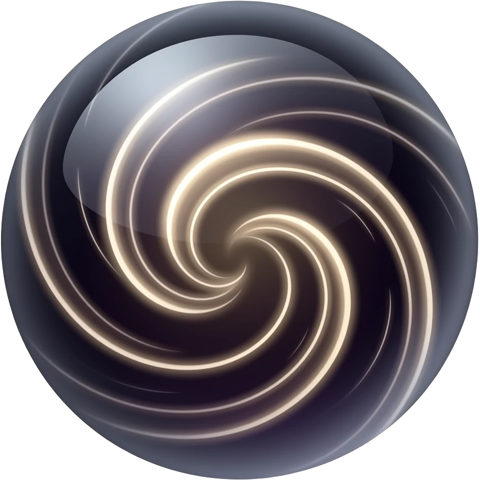 magic ebony orb with few light mystical swirls inside - circular icon copy/paste emoji