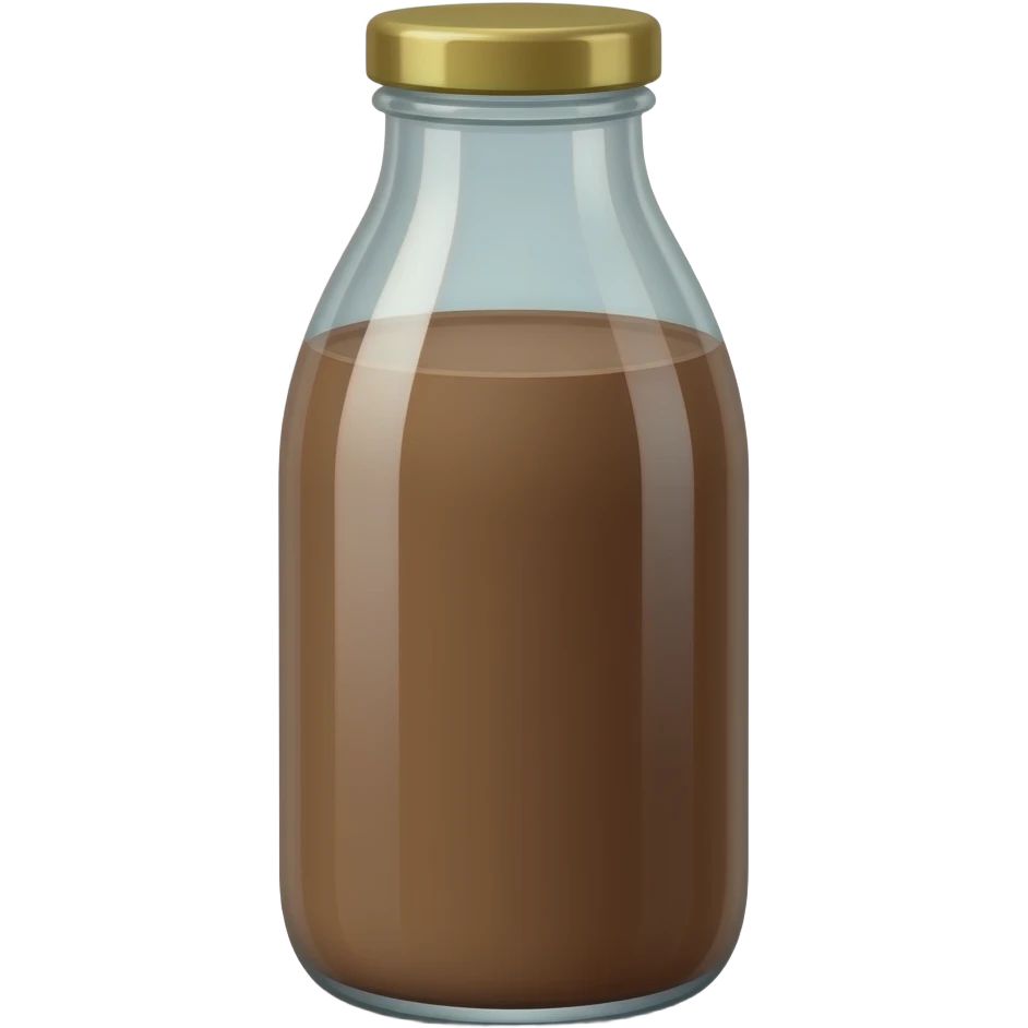 Homemade chocolate milk in a glass bottle, make it look homemade though emoji