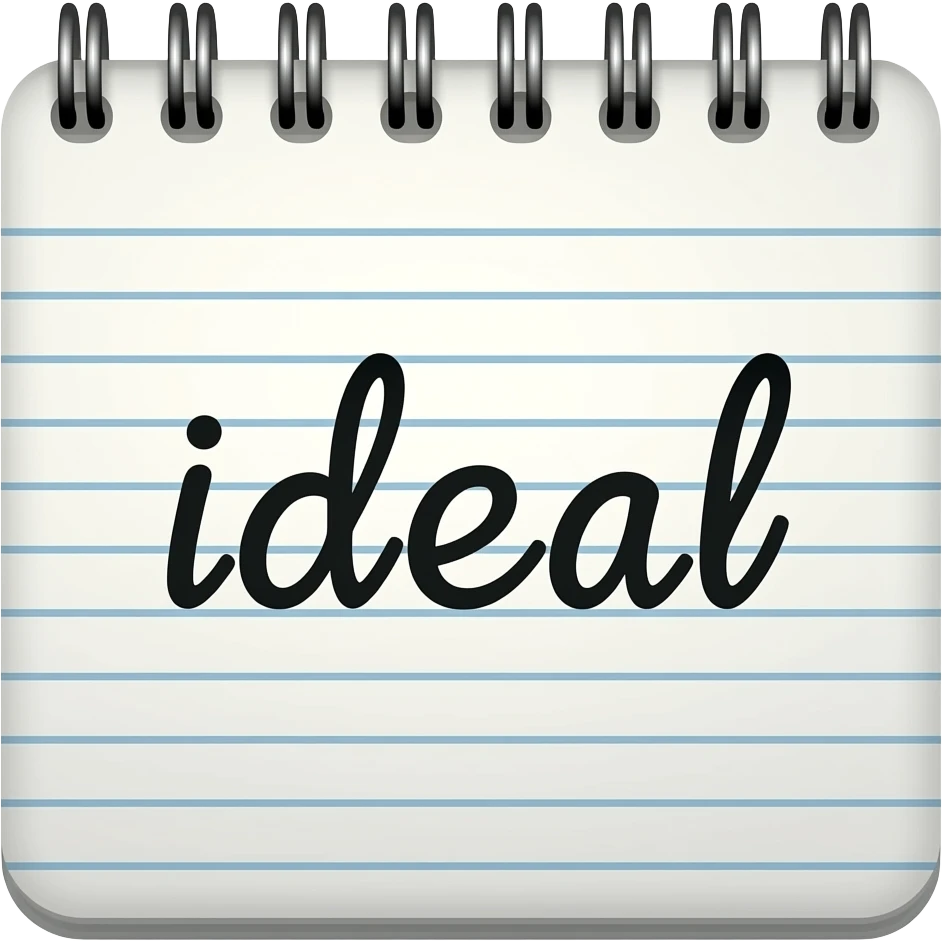 una libreta pero que tenga escrita la palabra "ideal" emoji