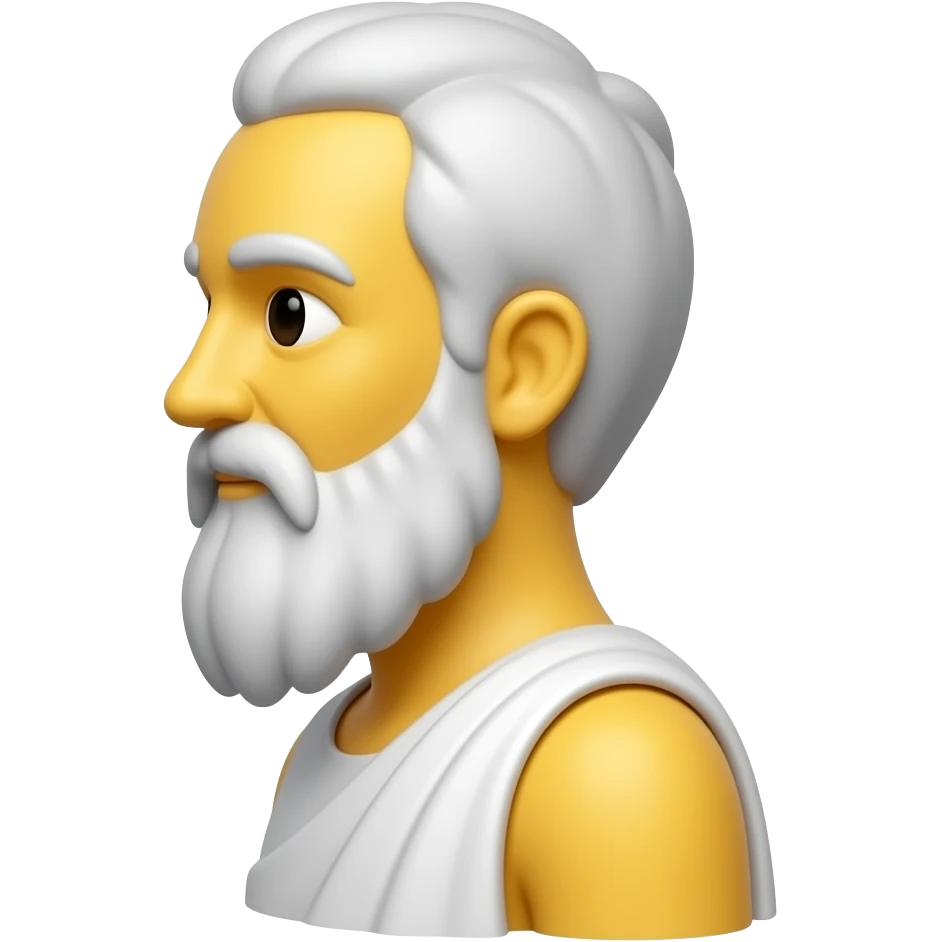 socrates de perfil piel amarilla, tunica blanca y minimalista tipico de emoji emoji